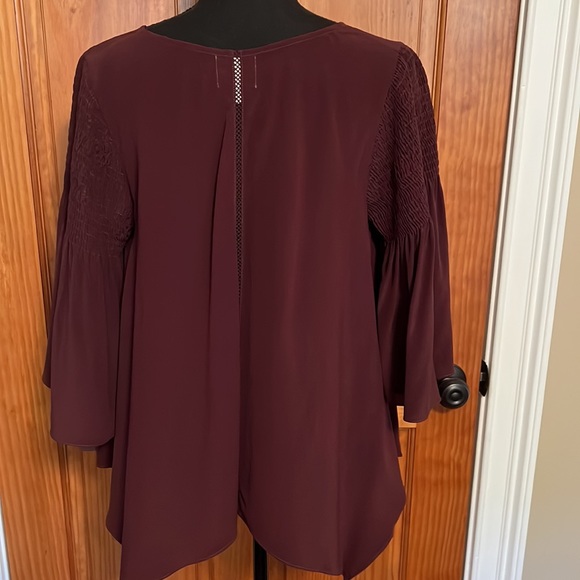 Tyrb maroon silk handkerchief hem top with lovely details. - Picture 2 of 3